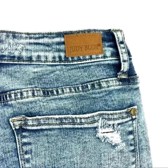 Judy Blue Acid Wash Distress Highrise Stretch Tummy Control Ankle Jean Size 7/27 - Picture 8 of 16